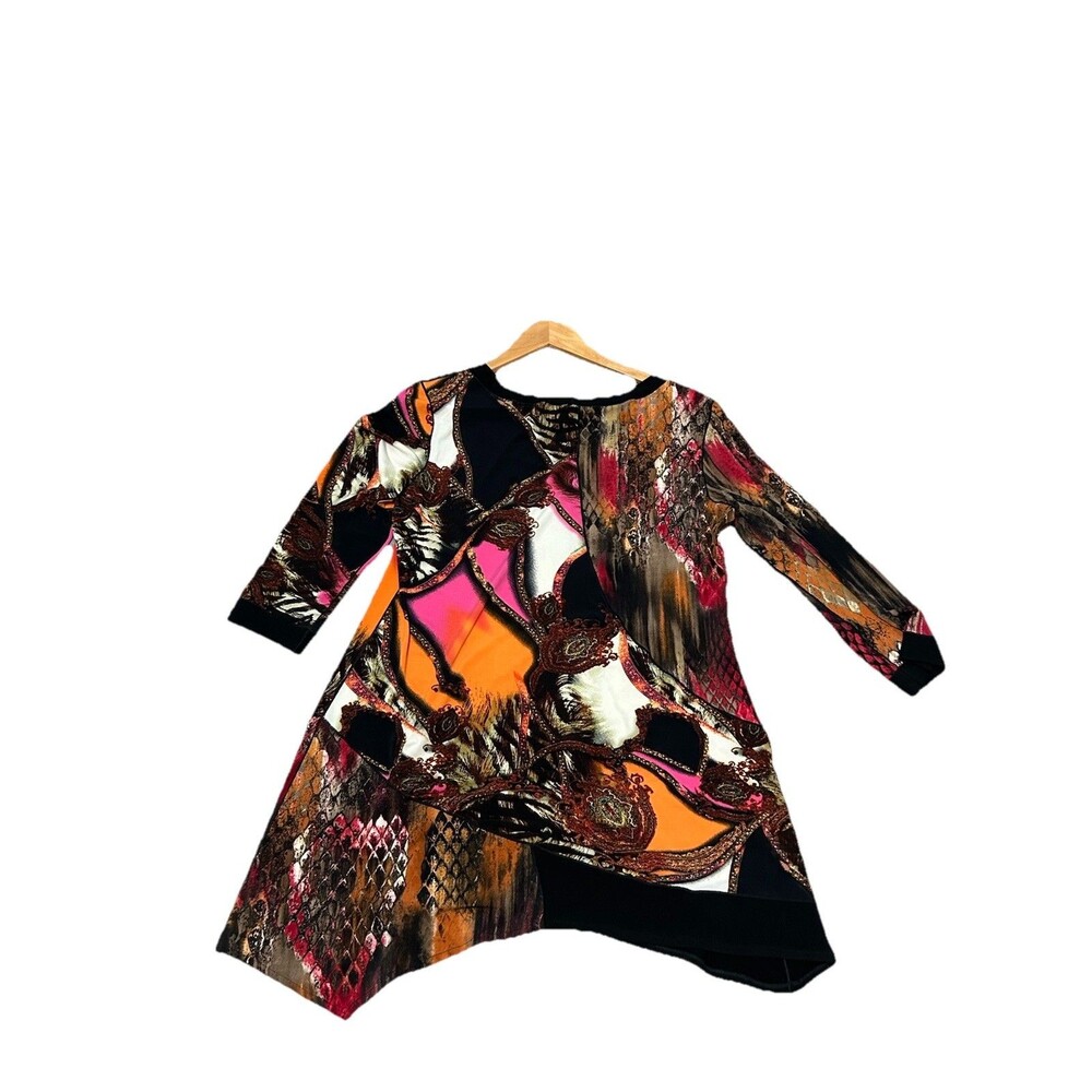 Eva Varro Floral Large Tunic Top Womens Black Thick Liquid Knit Witchy Artsy USA - Picture 5 of 13